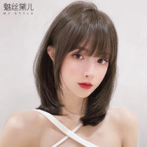 women's mid length real hair full real human hair cover summer real hair short hair natural simulation full head cover