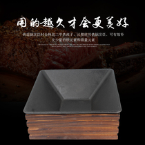 Cast iron square-shaped hopper pan positive square hopper wood frame soup pot cast-iron pan with special soup saucepan hotel restaurant