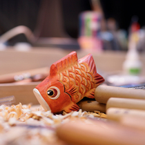 OHE Original Hair Treasure Carp Wood Carving Pendant Handcrafted Tide Play Gift China Wind Retro Cute Auspicious Small Hem