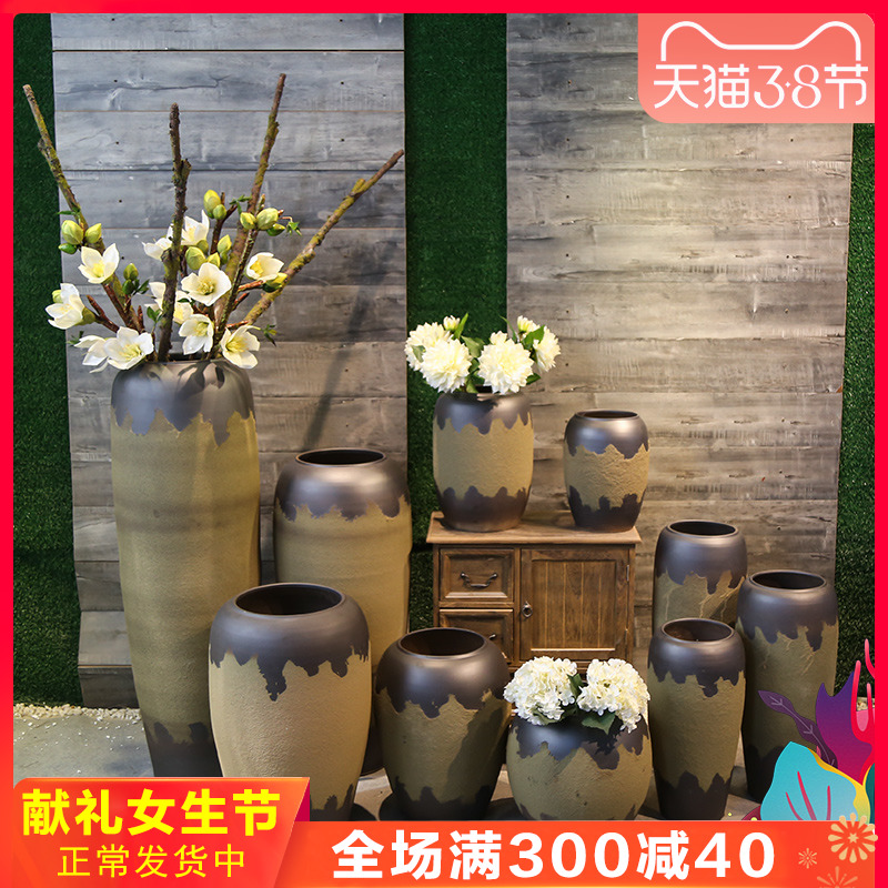 Retro nostalgia coarse some ceramic pot earthenware vase mesa ceramic flower decoration to the hotel the sitting room ground flower furnishing articles