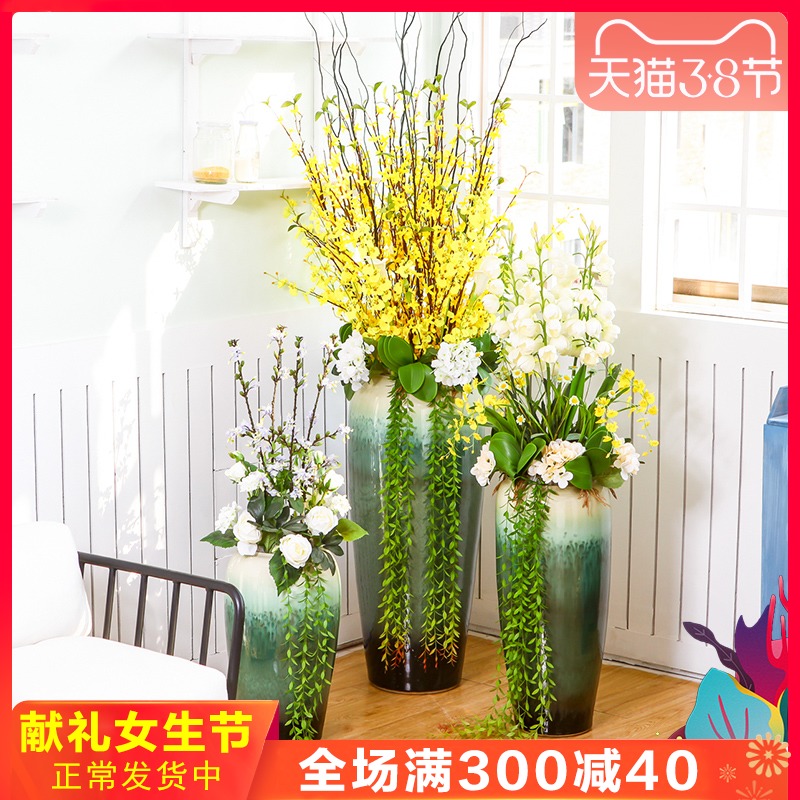 Jingdezhen ceramic floor living room big vase hall club entity decoration flower flower flower implement simulation suits for