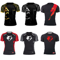 Muay Thai tights short sleeves UFC fighting fighting running sports fitness clothes boxing and Sanda training suits men and women Summer