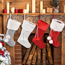 Heidi Christmas decorations Christmas decoration socks single red and white knitted Christmas decoration gift bag pendant