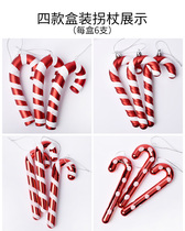 Christmas tree pendants Christmas children props hanging accessories 13 15CM red white painted candy crutches decorated with 6 boxes