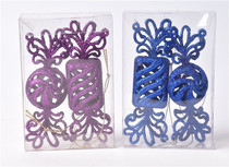 Christmas tree decoration pendant Christmas daily necessities 10CM blue purple glitter candy pendant and blue deer single group