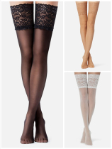 Calzedonia ladies 20D spring and summer thin sexy knee stockings fashion lace trim color decoration color variety