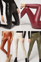 Calzedonia winter velvet leather leather effect warm tight lifting hip leggings MIP037