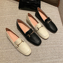 Cowhide ~ soft leather thick heel shoes women's 2021 new loafers leather pedal shoes women's spring shoes