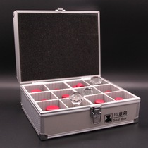 Portable large seal box 12 grid aluminum alloy frame storage seal box private seal seal case can be placed photosensitive seal