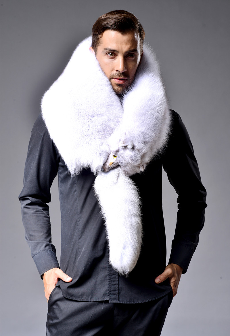 整只狐狸皮围脖围巾真狐狸毛男整张皮草白狐狸毛披肩特价16冬保暖