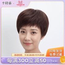 women's real hair full real human hair middle aged and elderly full head cover new fashionable mother's short straight hair whole hair age reduction