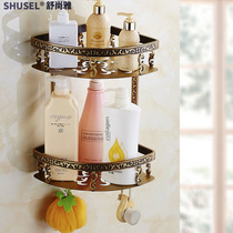 Antique space aluminum triangle basket European shelf Bathroom bathroom double-layer corner frame triangle bathroom pendant