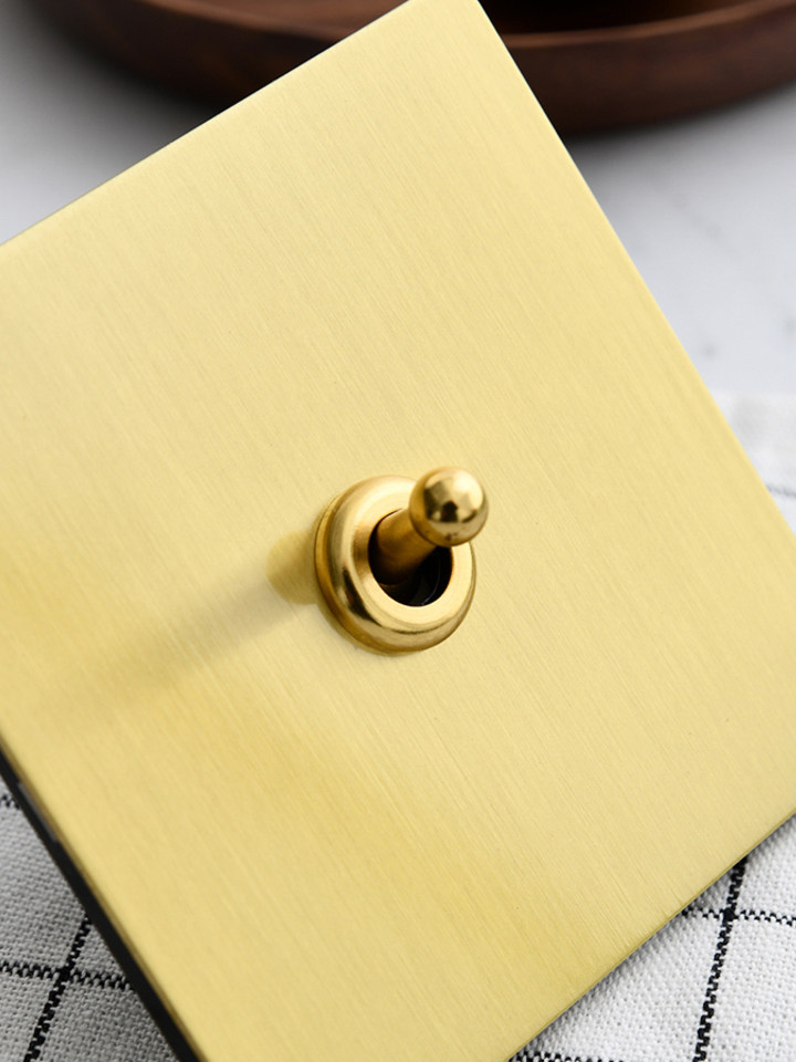 普田 轻奢风黄铜拉丝开关-雅居室