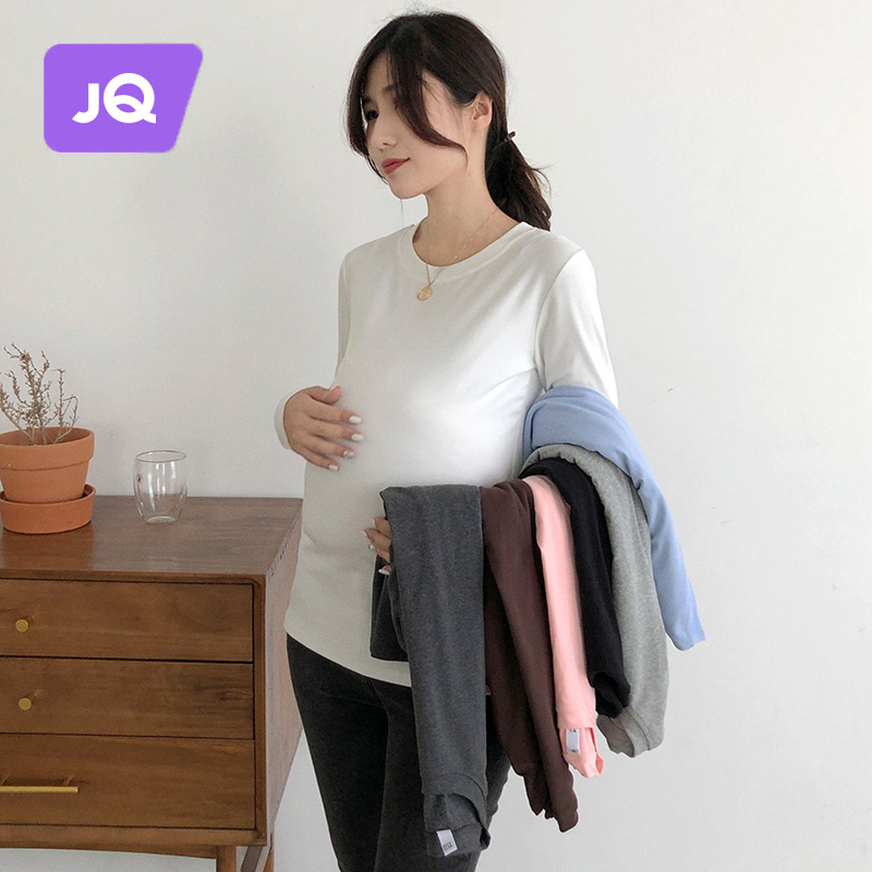 The Jing Qi Pregnant Woman Blouses Spring Autumn New 100 Lap Collar Long Sleeves Women Trend Conspicuge Skinny Dresses Trendy Foreign Air T-shirt-Taobao