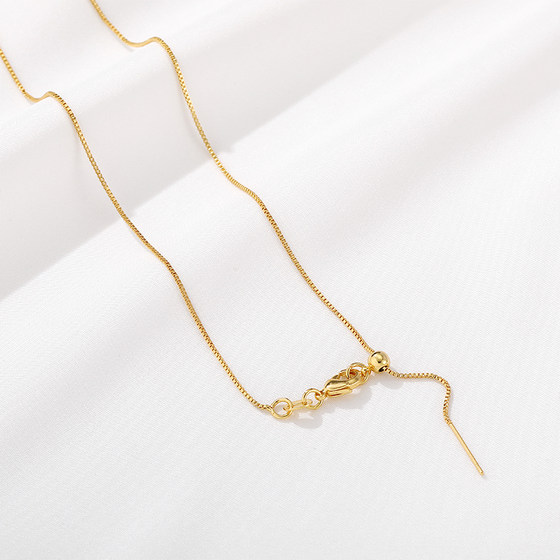 18K 금 조절 식 상자 바늘 구슬 체인 DIY 수제 목걸이 보석 재료 액세서리와 함께 보편적 목걸이 18K 금 조절 식 상자 바늘 구슬 체인 DIY 수제 목걸이 보석 재료 액세서리와 함께 보편적 목걸이