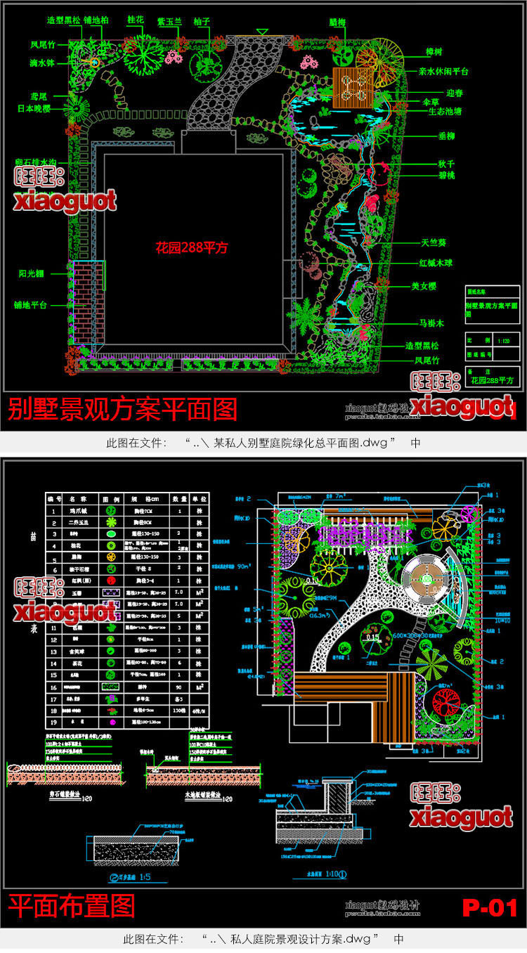 140453别墅庭院花园景观绿地cad规划设计方案施工图37套园林素材