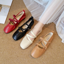 Gentle flat shoes 2021 new all-match single shoes grandma shoes spring and autumn small fragrance fairy style Mary Jane womens shoes