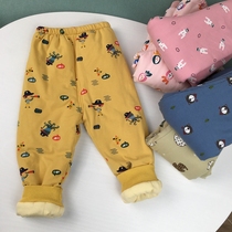 90-140 baby cotton pants home clip cotton warm pants male and female children thin cotton pants small code to open crotch loose winter