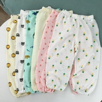 2 articles 90-150 children summer thin bamboo joints cotton long pants male girl air conditioning room sleeping pants baby pure cotton anti-mosquito pants