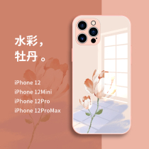 Suitable for apple 13 hand shell peony small fresh iphone13promax full package anti-fall female protective sheath