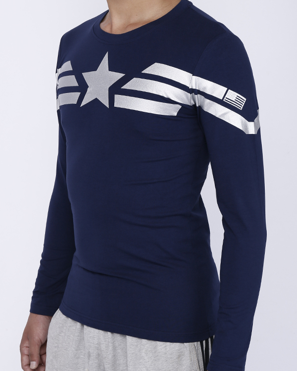 美国队长t恤长袖 cos复仇者联盟漫威周边衣服 冬兵运动健身男装