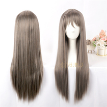 Fenpatier lolita wig woman long hair straightener grey repainty face tennis red soft girl air Liu Haicos wig