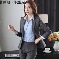 Hair Rod material single buckle suit suit suit suit women autumn and winter hotel overalls professional suit women interview formal dress female OL