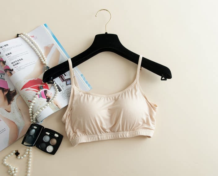 莫代尔女带胸垫一体小吊带背心短款抹胸裹胸防走光打底无钢圈文胸