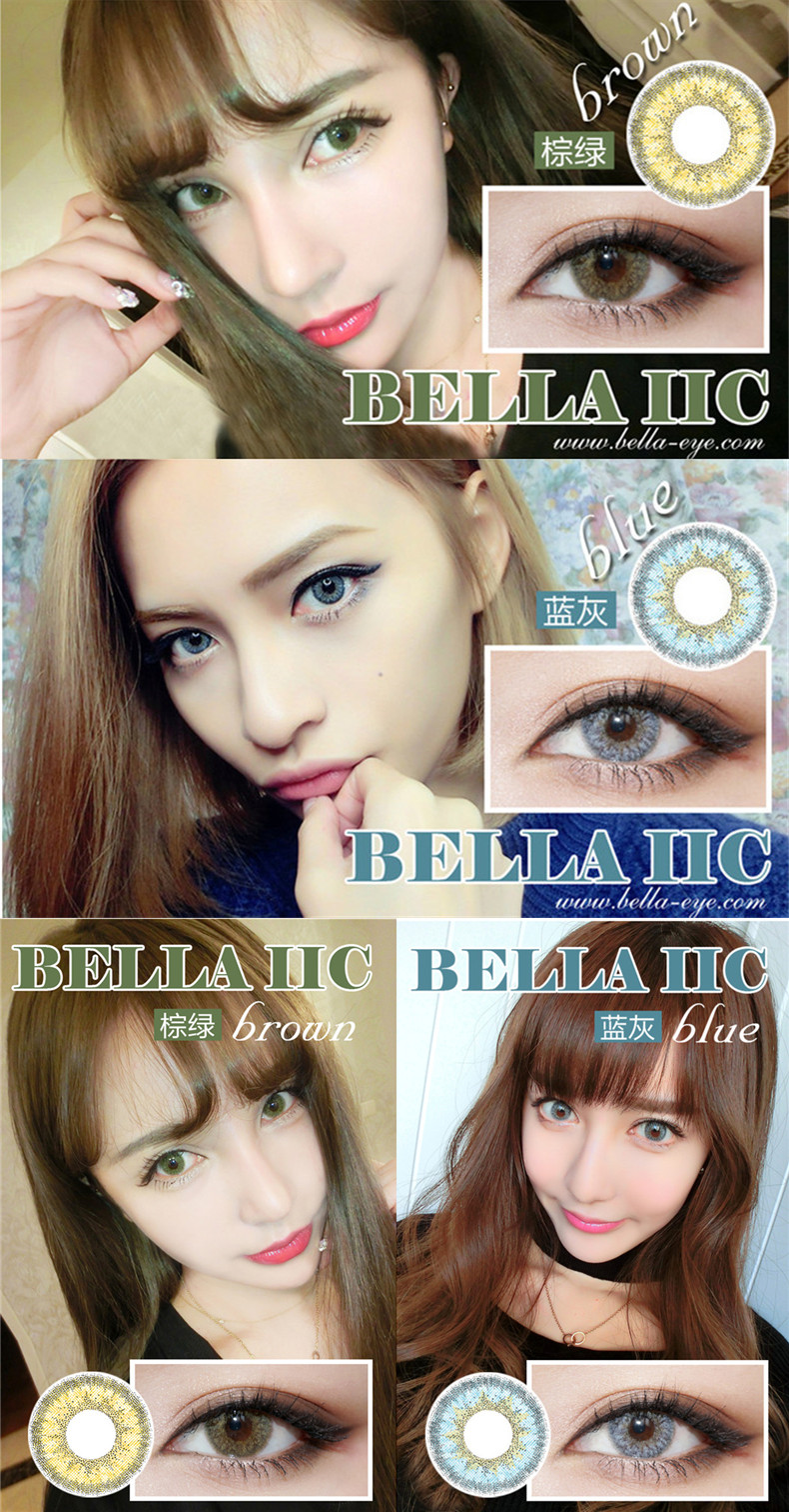 贝拉混血欧美小直径灰绿棕美瞳年抛大眼女孩彩色隐形眼镜送盒BEL产品展示图2