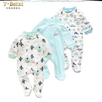 Baby one-piece clothes with feet pajamas with feet newborn clothes Cotton baby socks with feet Haiyi Autumn ins tide