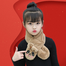 Childrens bib male warm girl thick scarf plush Korean boy cute cartoon scarf autumn and winter