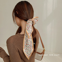 Korean literary flower Flower Spring Summer new student long silk scarf hair scarf narrow decorative small scarf women