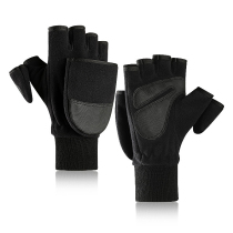 Half-finger gloves Mens winter warm flap velvet thickened fleece Outdoor sports Skiing riding fingerless driving