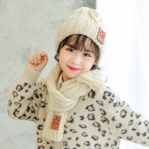 Child Autumn Winter Toddler Hat Scarf Suit for men and women Han version Damp Warm Knit Scarf Wool cap Two sets