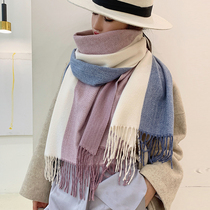 Scarves for women Winter Korean version 100 lap herringbone Imitation Cashmere Shawl with female learning Growth Warm Thickening around the neck