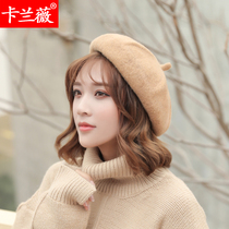 Beret female autumn and winter Korean version of Japanese casual hat children British octagonal hat tide Bud hat female painter hat
