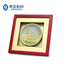 Lacquer line carved Meiya Baike Building pattern Go Kiln mahogany frame