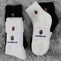Bape ape head socks pure cotton medium white cylinder male towel basketball basketball female spring and summer sports stockings tide