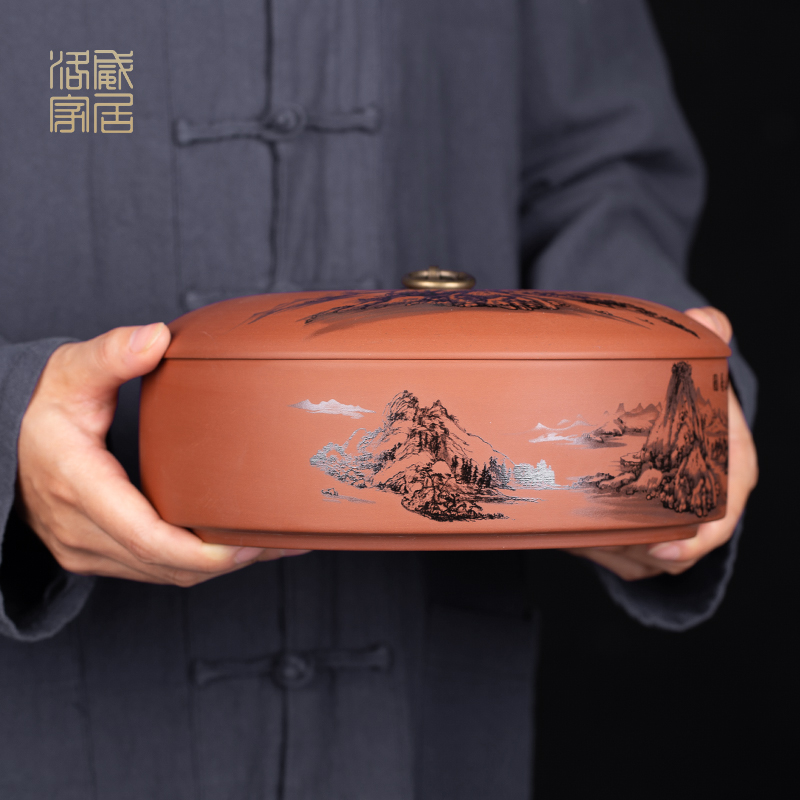 , large violet arenaceous caddy fixings seal pot household receives the receive puer tea cake boxes, tea boxes storage jar