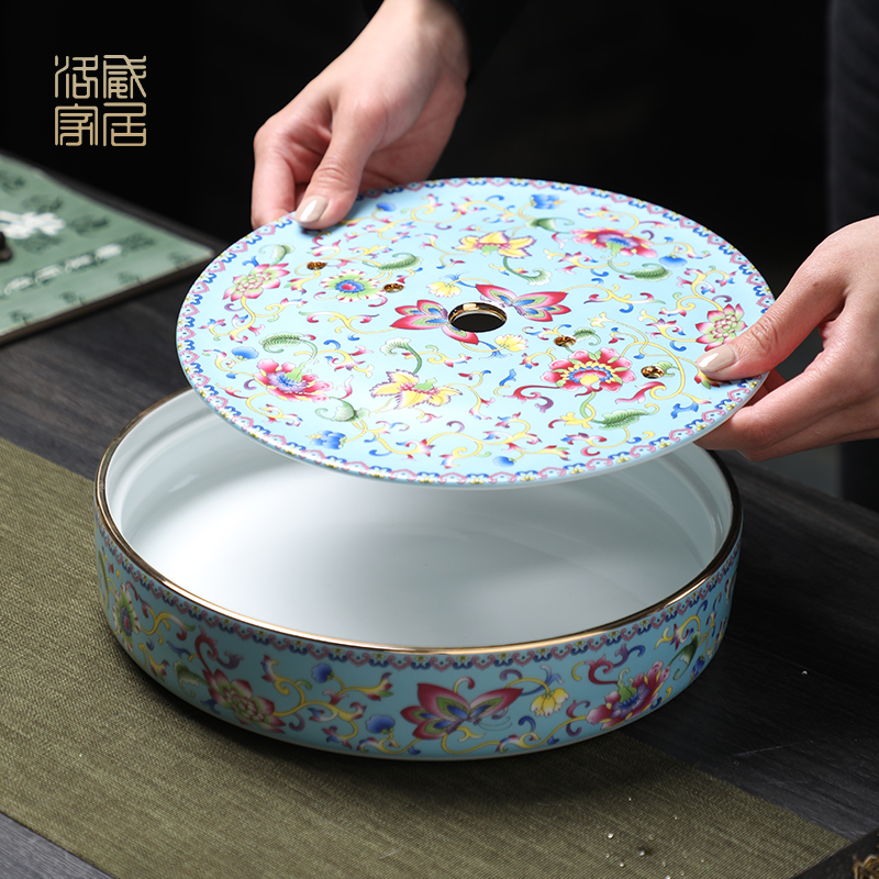 Colored enamel tea set home sitting room of high - grade ceramic tea tray was kung fu tea sets tea teapot teacup