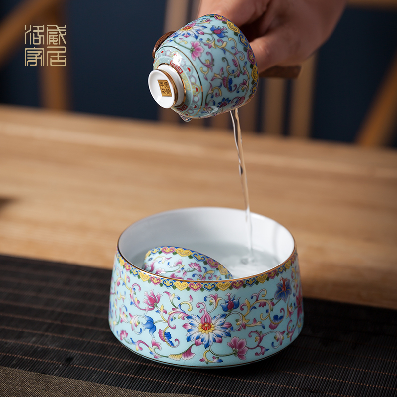 Colored enamel kung fu tea set a visitor household dry terms plate of jingdezhen ceramic high - grade tea teapot teacup