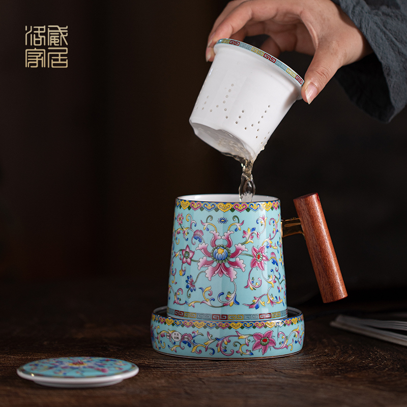 Office of jingdezhen ceramic tea set tea cups to separate Office cup filter tea cup thermostatic mugs