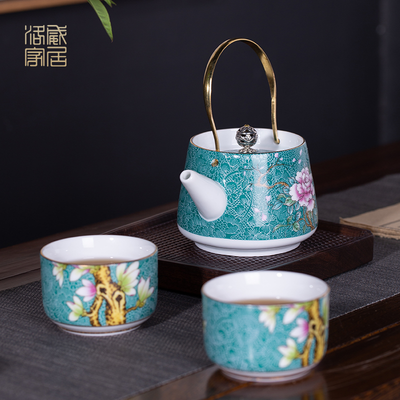 Grilled, flower ceramic teapot single pot home little teapot teacup ceramic small mini girder pot teapot