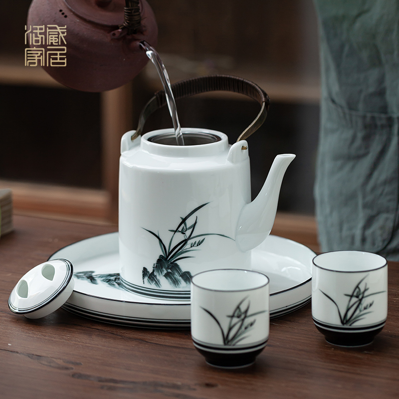 The Teapot, new hand - made orchid ceramic Teapot suit Chinese style style home filtration separation of tea pot