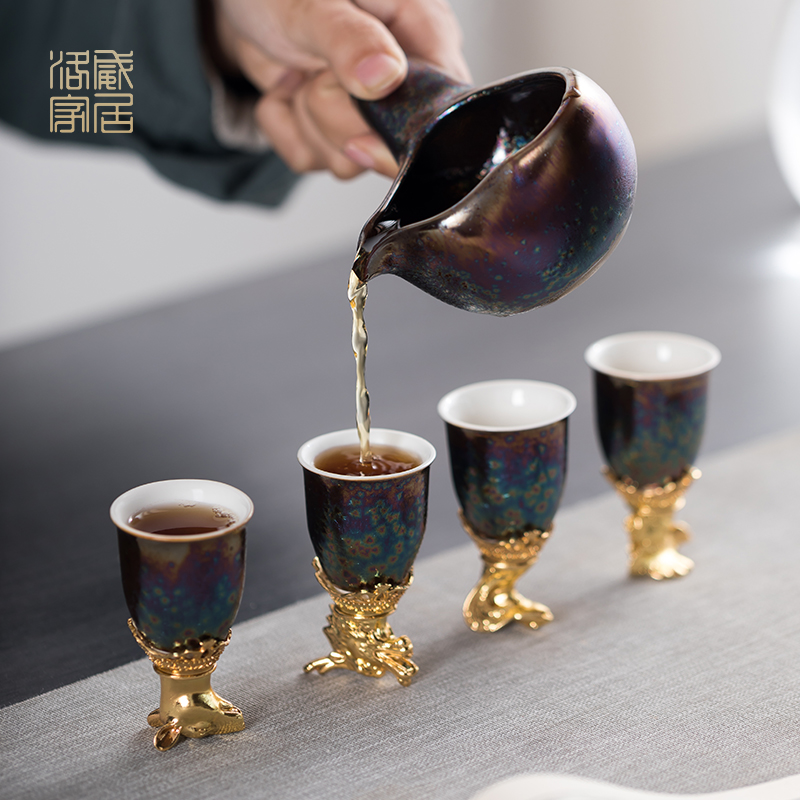 , tea set suit household jingdezhen ceramic high - grade stone mill lazy people make tea, Chinese zodiac kung fu tea cups