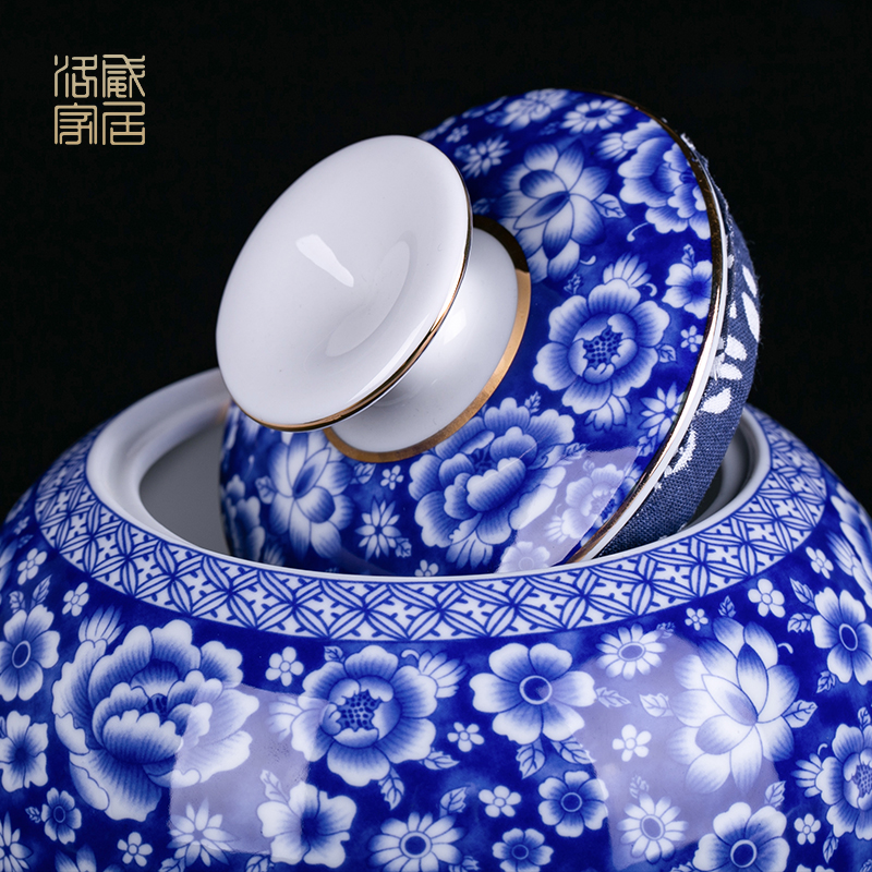 Detong, jingdezhen blue and white porcelain tea pot seal pot ceramics large heavy large household store tea pot