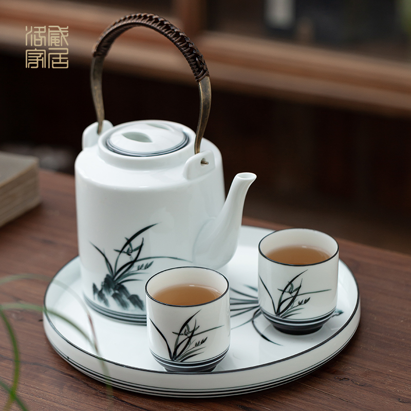 The Teapot, new hand - made orchid ceramic Teapot suit Chinese style style home filtration separation of tea pot