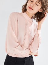 UJIA very fairy jacket foreign style shirt 2021 New Pink bottoming inside wear autumn chiffon shirt Women