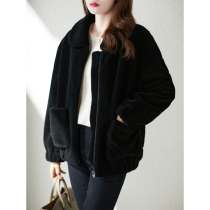 UJIA luxury warm particles cashmere fur coat 2021 Winter New Lamb hair sheep cutting coat female young