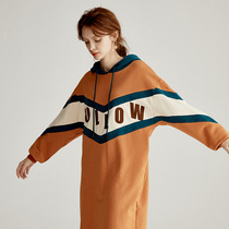 U home sweater skirt womens long 2021 Autumn New Korean hooded loose lazy wind cotton foreign coat